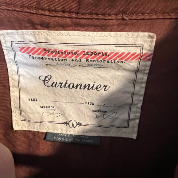 Cartonnier Anthropologie Anorak Utility Cargo Jacket Rust Orange Size 4 - Picture 3 of 5